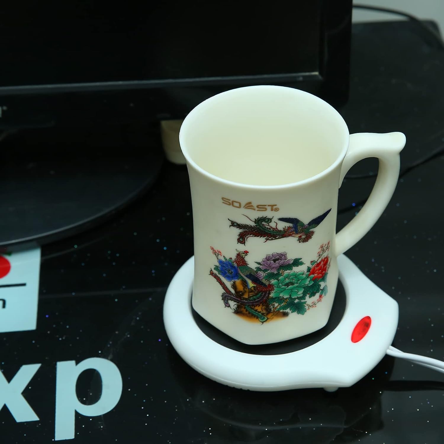 Home&Office Desktop Electric Mug Warmer-Coffee/Tea/Cocoa/Soup-Scented Candles Gift for Winter 2pcs(White and Black (CFW002-White)