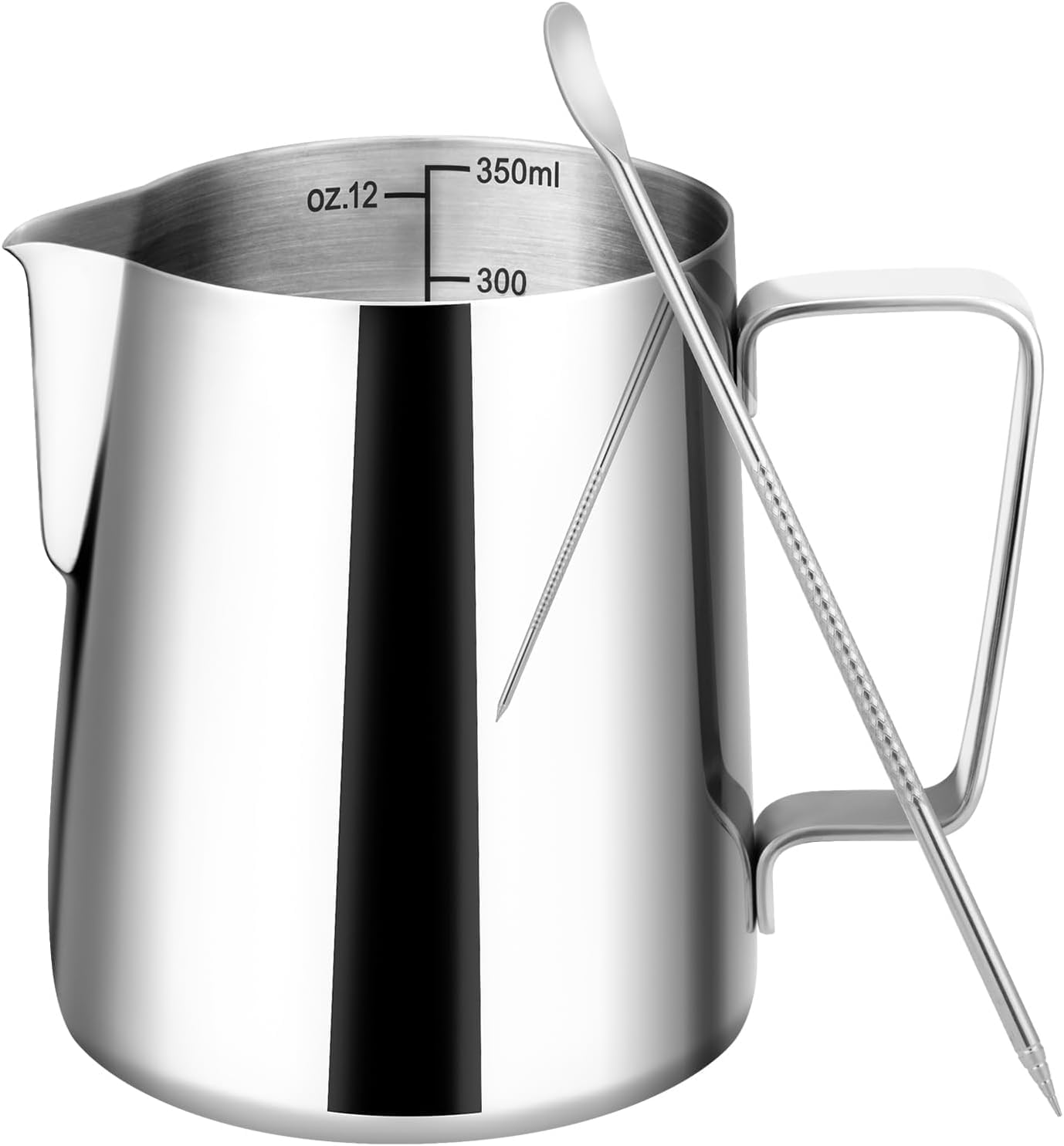 Milk Frothing Pitcher for Coffee, Barista Steaming Jug (12 Ounces/350ml)