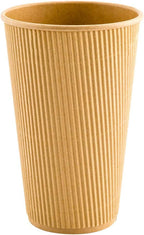 Restaurantware 16 Ounce Ripple Wall Disposable Coffee Cups, 500 Insulated Kraft Paper Tumblerss with Rolled Rim Design, Lids Sold Separately for Hot Drinks like Tea, Hot Chocolate and More