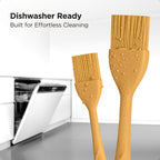 Kitchen Mama WaltzGrip Platinum Silicone Basting Pastry Brush: Set of 2 Heat-Resistant Brushes Utensils for Cooking, Baking, Grilling, Barbecue, and Spreading Oil, Butter, Egg (Yellow)