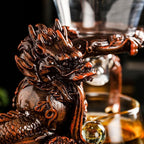 Glass Teapot Set with Infuser Semi Automatic Dragon Tea Set with 6 Small Cups (red dragon)