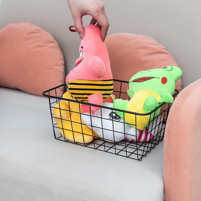 Wire Kitchen Storage Basket 4 Packs,Perfect Pantry Organization Accessories Basket,Laundry Baskets,Countertop Organization,Suitable for Kitchen,Bathroom,Bedroom,Tabletop,Stackable,Black