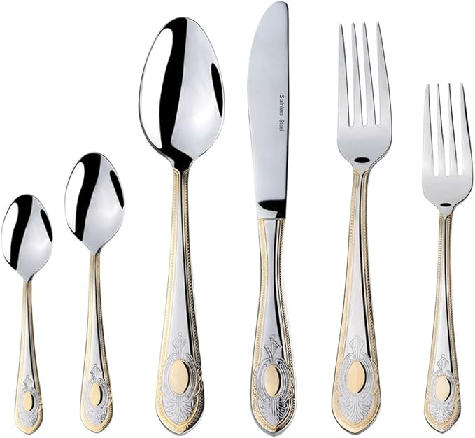75-Pc Luxury Flatware Set for 12 w/Storage Case 24K Gold Premium Dining Cutlery Service - 18/10 Surgical Stainless Steel Silverware Hostess Serving Set in a Chest