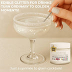 Bulk 20g White Edible Glitter for Drinks | Premium Edible Glitter for Cakes, Cocktails, White Cake Decorating Decorations Food Grade, Vegan, Kosher, Halal, Gluten Free - Made in USA