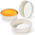 Vinino 6 Inch Silicone Round Cake Pan with Metal Reinforced Frame Set of 3, Nonstick Silicone Springform Pan for Baking Suitable for Making Layers, Cheese & Chocolate Cakes