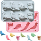 Bird-Themed Chocolate Mold Set - Food-Grade Silicone Baking Molds with Parrot, Owl, Dove & Sparrow, Reusable for Nature Cakes, Baby Showers & Bird Lover Gifts - 2 Pack
