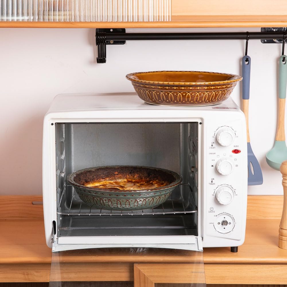 Sweejar Ceramic Pie Pan for Baking,Round Baking Dish Pan for Dinner 10 Inches, Pie Dish Non-Stick Pie Plate for Quiche,Tart，Cake,Pumpkin Pie, Pot Pies (White)