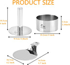 Guowall 4 pack Seamless Mousse Cake Ring set Stainless Steel 4 inch Round Food Mold Dessert Cutter for Baking (Includes 1 Lifter, 1 Pusher and 4 Rings)