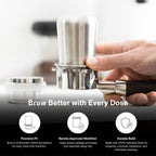 Crema Coffee Products 54mm Dosing Cup | Compatible with Breville Portafilters etc | Durable 100% Stainless Steel | Built-In Grinder Tab for Easy Transfer | Sleek, Mess-Free Design | Black Finish