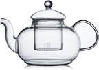 CnGlass 40.6oz/1200ml Glass Teapot with Removable Infuser,Stovetop Safe Tea Kettle,Blooming & Loose Leaf Tea Pot