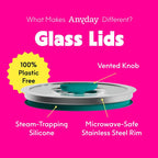 Anyday 8-Cup Microwave Cookware & Glass Container with Glass Lid, Plastic-Free Deep Food Storage | Stackable Airtight Steamer with Vented Lid for Microwave-Safe Reheating, Steaming Vegetables & Rice