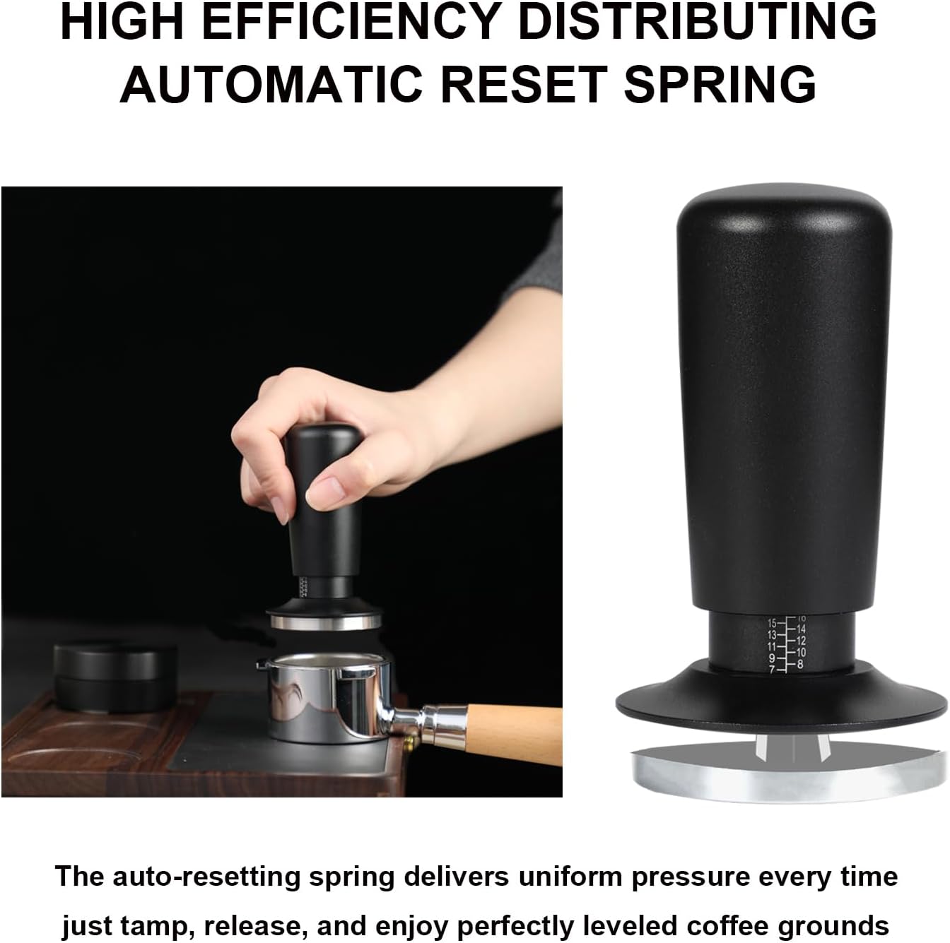 TFSWUFI 53mm Espresso Tamper,Spring Loaded Tamper with Stainless Steel Ripple Base,Compatible with 53mm Portafilter,Coffee Tamper for Coffees Enthusiast and Home Barista