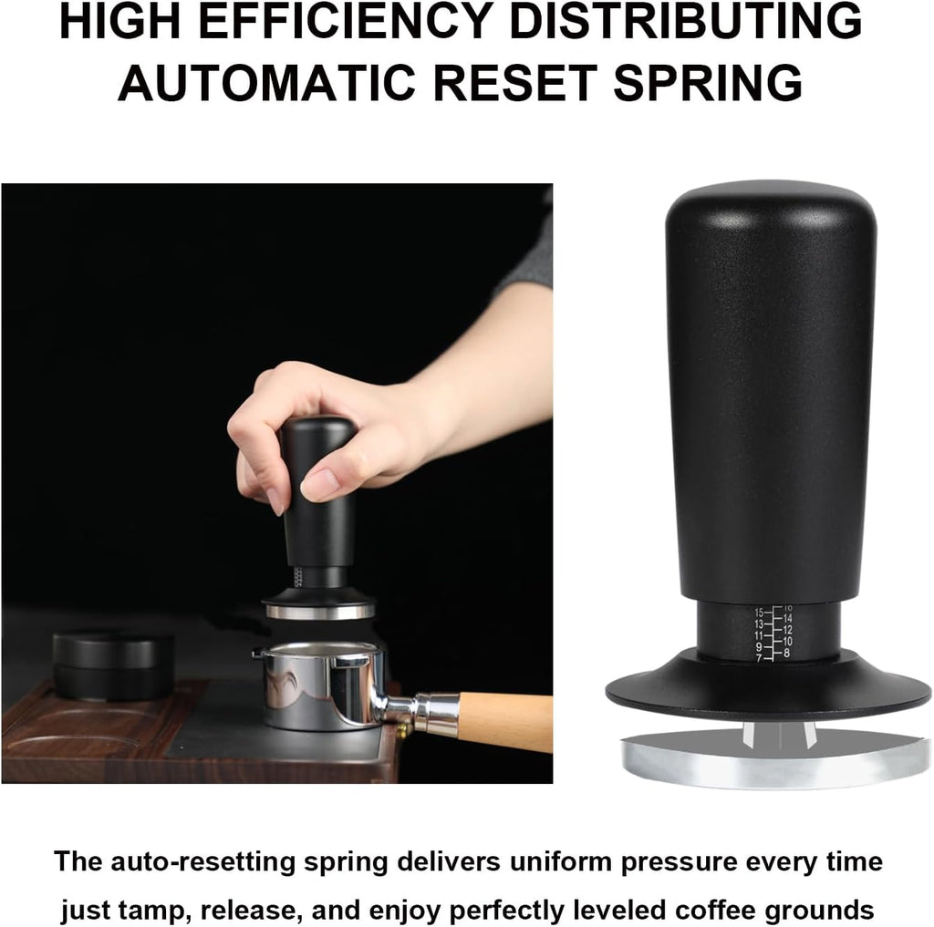 53mm Espresso Tamper,Spring Loaded Tamper with Stainless Steel Flat Base,Compatible with 53mm Portafilter,Coffee Tamper for Coffees Enthusiast and Home Barista