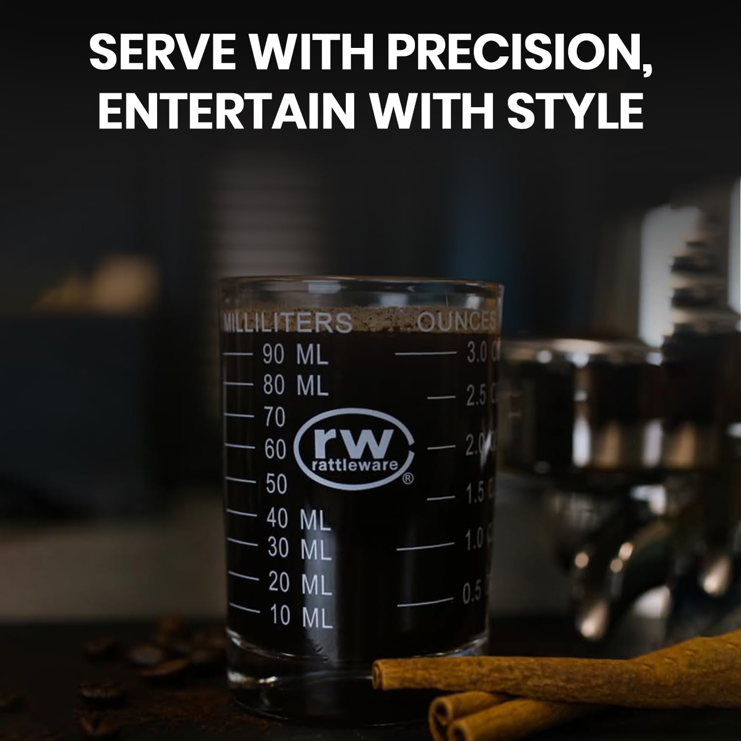 Rattleware 3 Oz Measuring Shot Glass - Premium and, Perfect for Bar Cart and Gatherings, Clear, 1 Piece