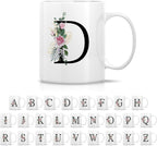 Retreez Initial A-Z Floral Botanical Bouquet Alphabet Monogrammed Monogram Mug 11 Oz Ceramic Tea Coffee Mugs - Appreciation Thank You Wedding Birthday Gifts for her friend coworker sister - D Initial