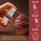 Bakell - Burgundy Red Tinker Dust (4g, 1x Mini Spray Pump) Edible Glitter for Food, Desserts, and Beverages!