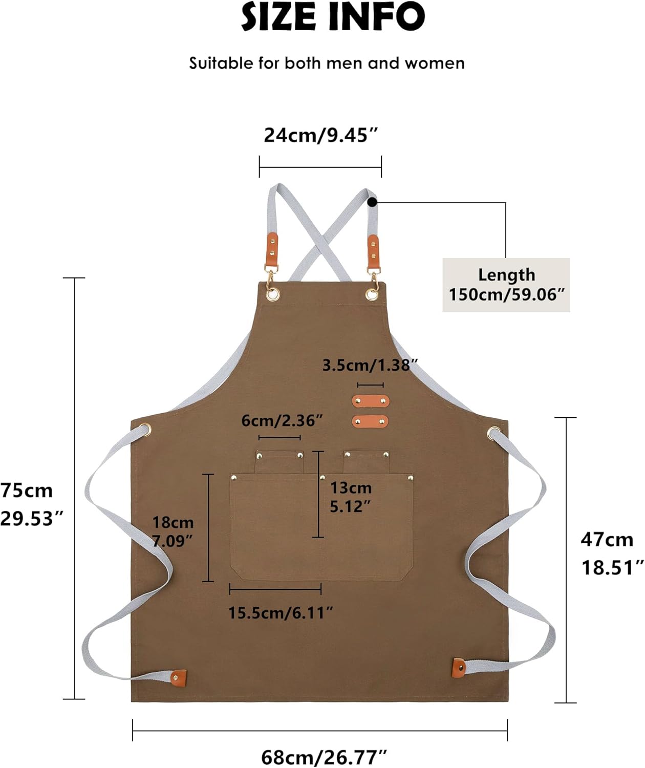 Lisianthus 2 Pack Adjustable Bib Aprons for Women with Pockets, Men's Kitchen Cooking Apron