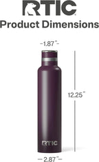 RTIC 26oz Journey Bottle Metal Stainless Steel Vacuum Insulated, BPA Free, Reusable, for Water, Hot and Cold Drinks, Travel, Sports, Camping, Plum