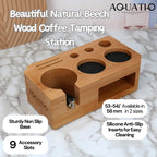 Espresso Tamping Station - Wooden Coffee Tamper Station For Storage 58 mm Portafilter Tamper Distributor - Espresso Organizer - Knock Box Accessories