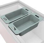 Yatmung Deep Freezer Organizer Bins Expandable - Freezer Baskets for Chest Freezer Adjustable - Freezer Storage Bins with Handle - Freezer Organization Accessories for Kitchen -Green, 2-PACK