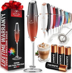 Zulay Kitchen Powerful Milk Frother Wand With 4 AA Duracell Batteries - Ultra Fast Handheld Drink Mixer - Electric Whisk Foam Maker for Coffee, Lattes, Cappuccino, Matcha & Creamer -