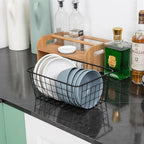 Wire Kitchen Storage Basket 4 Packs,Perfect Pantry Organization Accessories Basket,Laundry Baskets,Countertop Organization,Suitable for Kitchen,Bathroom,Bedroom,Tabletop,Stackable,Black