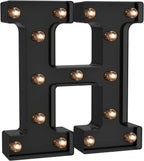 Foaky Black LED Letter Lights for Room Decor - Bedroom Wall Decor, Alphabet Lights for Home, Wedding, Party - Battery Operated （H）