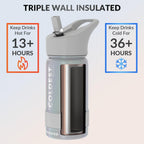 Coldest Insulated Water Bottle with Straw Lid - Stainless Steel Metal Insulated Bottle for Men & Women (Supernova Silver Glitter, 14 oz)