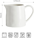 Ceramics Creamer Pitcher - 16 OZ Porcelain Coffee Creamer Pitcher with Handle, Funny Milk Pourer for Home Kitchen Coffee Bar, White