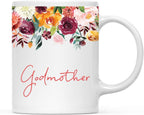 Andaz Press 11oz. Mother's Day Ceramic Coffee Tea Mug Gift, Fall Autumn Burgundy Orange Peach Flowers Roses Florals, Godmother, 1-Pack, Includes Gift Box, Birthday Christmas Gift Ideas
