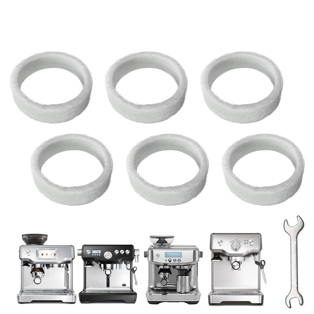 6-Piece Felt Washer Replacement for Breville Espresso Machine Grinders - Compatible with BES870/BES878/BES880/BES980/BCG820 Models, Espresso Grinder Felt Ring Eiranoly
