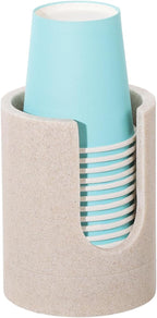 Luxspire Bathroom Cup Dispenser, 3oz Dixie Cup Dispenser, Resin Dixie Cup Holder, Disposable Paper Cup Holder for Bathroom, Cotton Pad Holder, Guest Bathroom Essentials, Beige