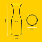 JoyJolt Glass Carafe with Lid, Set of 4 – 1 Liter Glass Pitcher for Mimosa Bar, Water, Iced Tea, Juice, Wine, Lemonade, Milk – Dishwasher Safe Beverage Drink Dispensers for Brunch, Parties