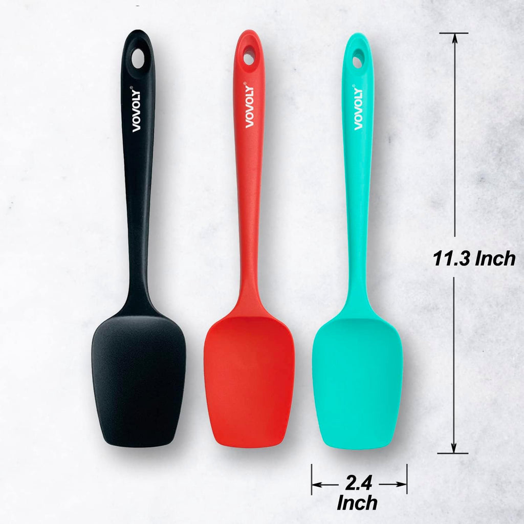 Silicone Spatula Set, Heat Resistant Rubber Spoon Spatula with Seamless One Piece Design, Non-Stick Spoonula, Flexible Scrapers Baking Mixing Tool,3 Pack, Multi-color