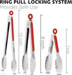 Anaeat Premium Sturdy Barbecue Tongs for Kitchen Grill & BBQ - 7,9,12 Inch Non-Slip Stainless Steel Locking Tongs Heat Resistant for Grilling, Cooking, Turning and Barbecue