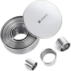 12-Piece 304 Stainless Steel Biscuit Cutter Set - Round Cookie Cutters for Baking (1/2/3/4/5 Inch) with Storage Box, Dough Pastry Cake Circle Cutting Ring Molds, Non-Rust & Dishwasher Safe