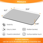 Mimore Coffee Mat - 16x24 Inch Light Grey Coffee Bar Mat for Countertop - Absorbent, Hides Stains, Rubber Backed - CoffeeBar Accessories Dish Drying Mat Fit CoffeeMaker Under Espresso Machine