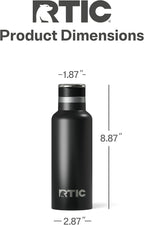 RTIC 16oz Journey Bottle Metal Stainless Steel Vacuum Insulated, BPA Free, Reusable, for Water, Hot and Cold Drinks, Travel, Sports, Camping, Black