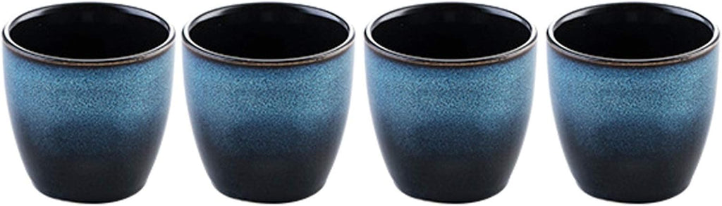 Ceramic Tea Cup, Kung Fu Tea set, Coffee Cup, Yerba Mate Set 4-piece companion cup set(Blue)