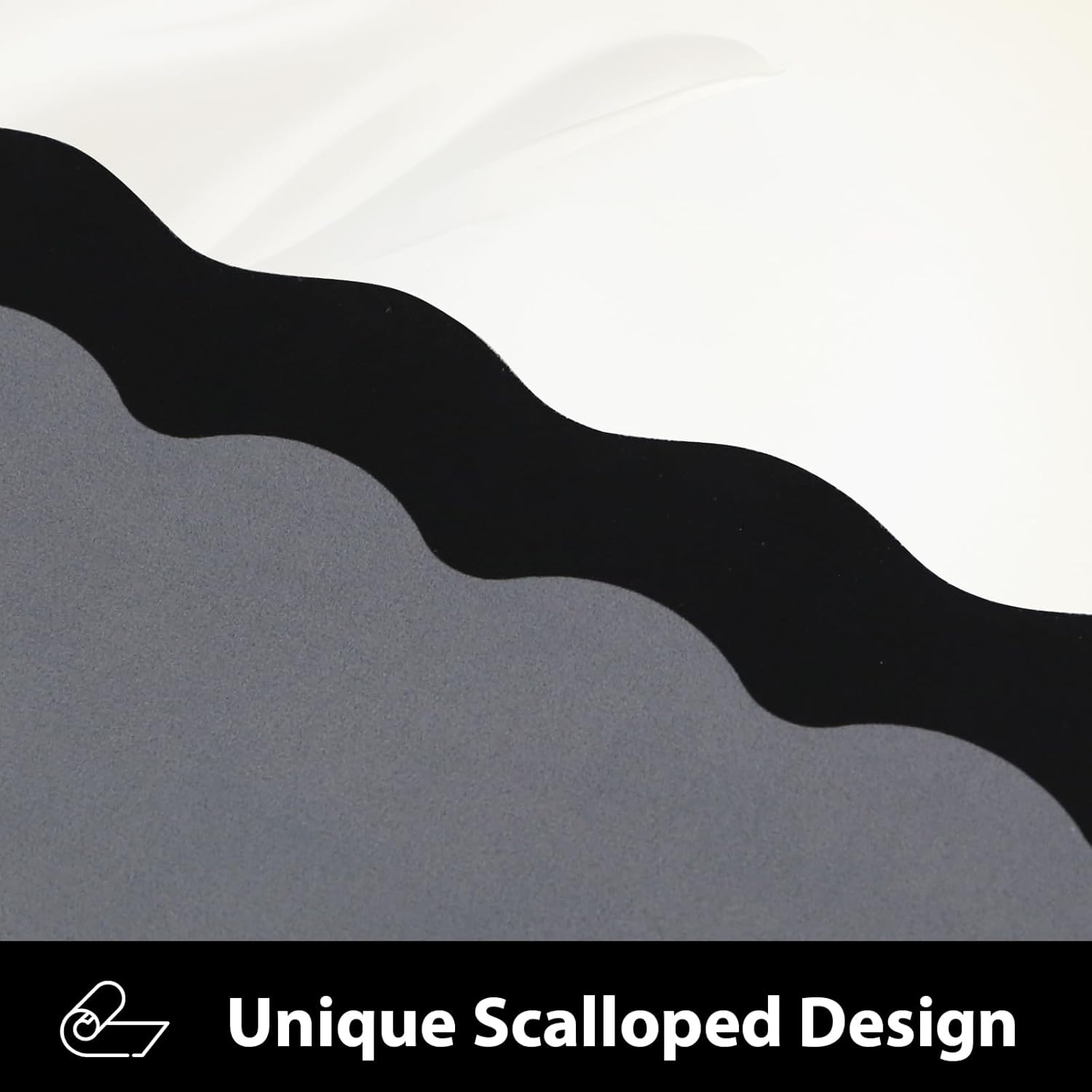 Scalloped Coffee Bar Mat for Countertop, Cute Dish Drying Mats for Kitchen Counter, Diatomite Absorbent Mat for Coffee Station, Kitchen Aesthetic Decor (12"x19", Black)