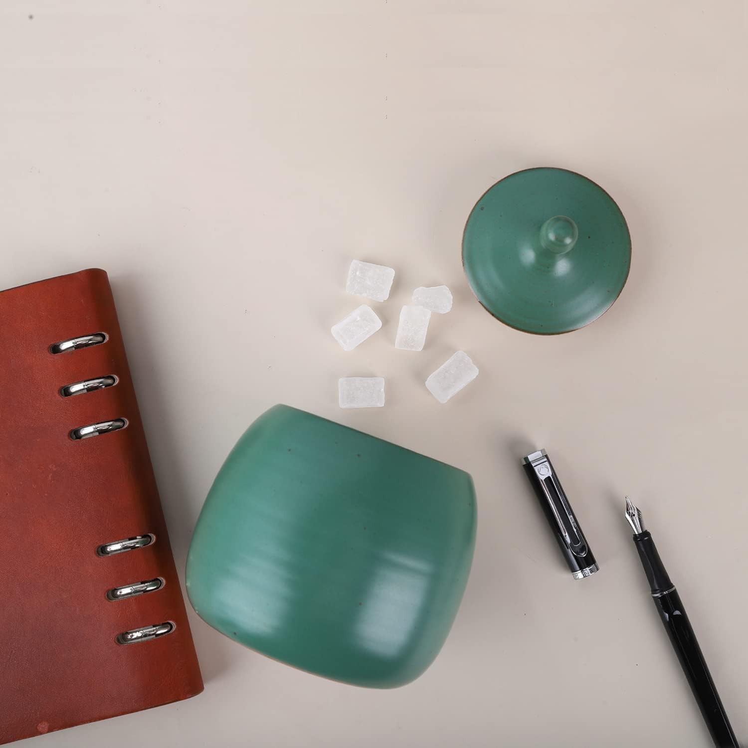 Kitchen Canisters Vintage Ceramic Food Storage Jar with Airtight Lid for Tea, Coffee, Herb, Sugar, Spice, Nuts (Ancient Green)