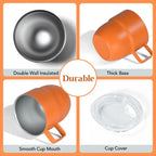 4oz Espresso Cup Set of 2, Insulated Espresso Mug With Lid and Straw, Espresso Shot Glasses with Handle, Double Walled Stainless Steel Small Expresso Shots Cup for Coffee