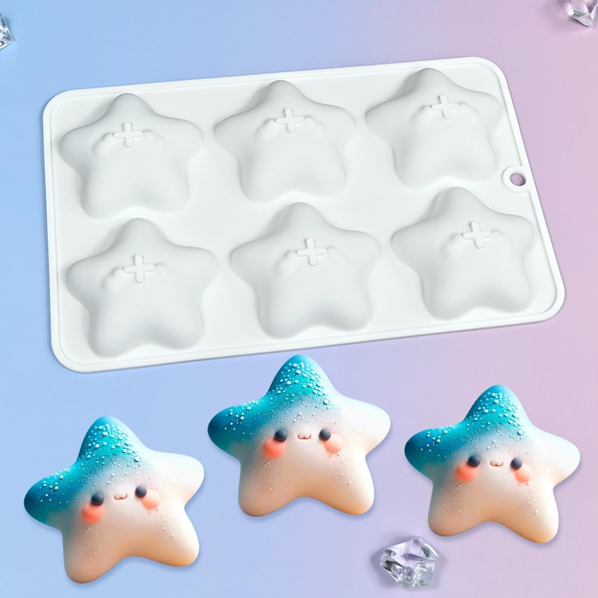 mostsom Cute Star Cartoon Shaped Dessert Mousse Molds 3d Silicone Cake Mold Muffin Pan Baking Tools For Cakes Decorating Supplies (M_ Star)