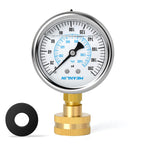 MEANLIN MEASURE 0~200Psi Stainless Steel Frame 3/4" Female 2.5" FACE DIAL Liquid Filled Pressure Gauge WOG Water Oil Air Water Pressure Test Table with Sealing Ring