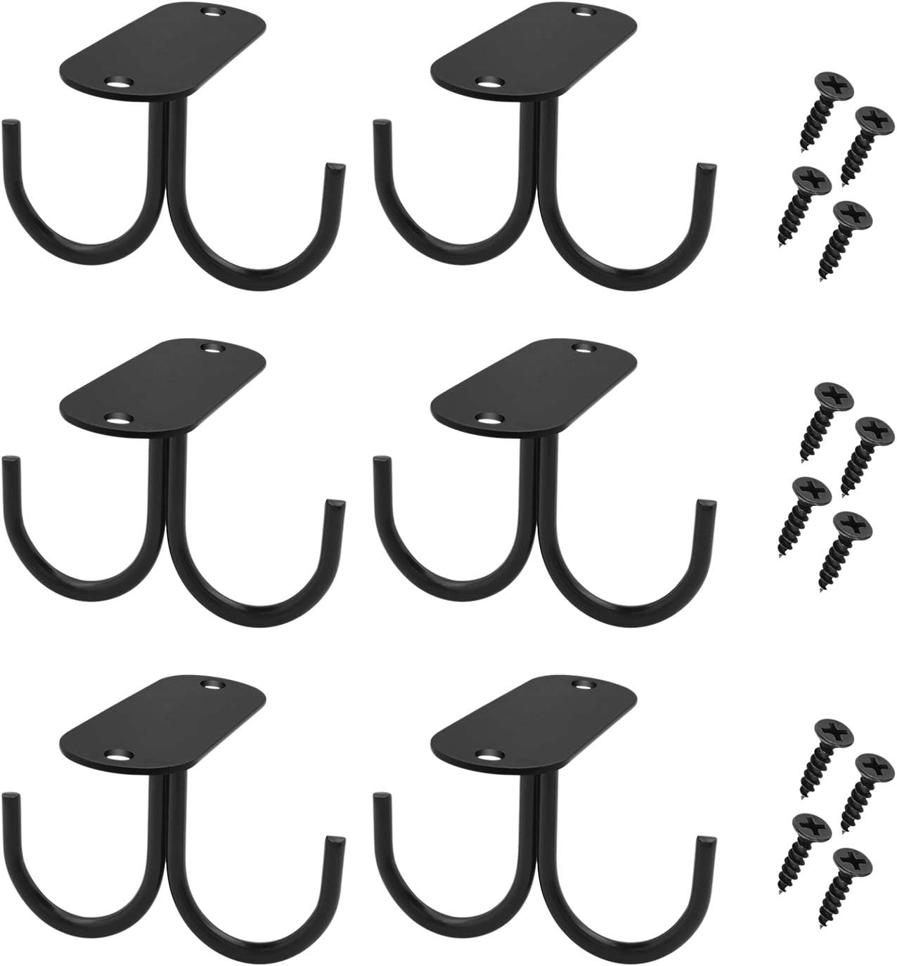 Mocoum Under Cabinet Mug Hooks, Rustic Mug Organizer Rack Coffee Cup Holder Mug Rack Under Shelf Hanging Hooks Rack for Mugs, Coffee Cups and Kitchen Utensils Display (Black, 6)