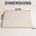 KC KULLICRAFT 8×12 White Marble Cheese & Charcuterie Serving Board – Natural Marble Cutting Board & Pastry Slab with Non‑Slip Feet – Premium Stone Kitchen Tray Gift.
