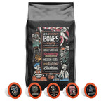 Bones Coffee Company Variety Flavored Coffee Pods, French Vanilla, Maple Bacon, Strawberry Cheesecake, Medium Roast, High Voltage Bones Cups, Compatible with 1.0 & 2.0 K-Cups Brewers, 20 Count