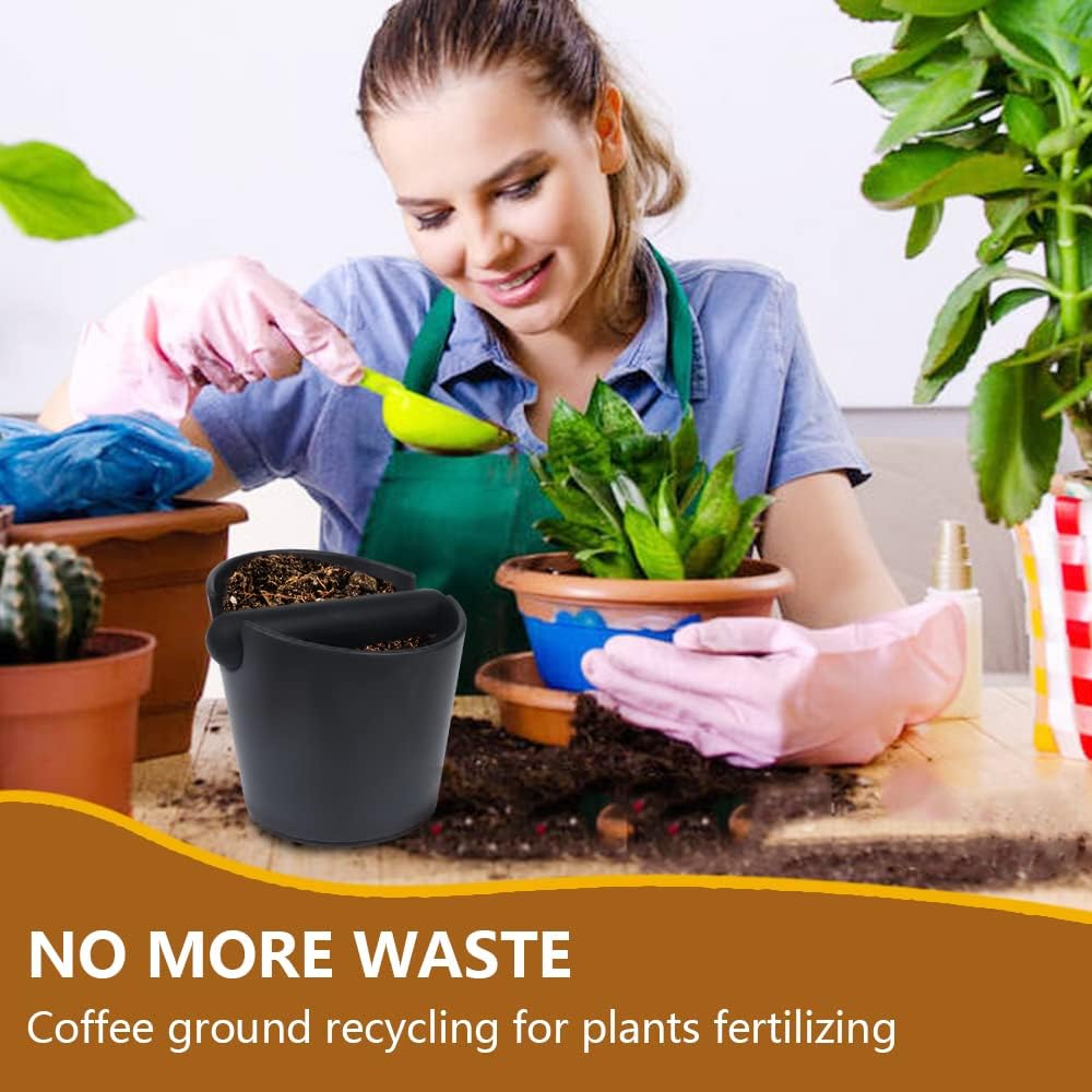 Espresso Knock Box 4.8 Inch Coffee Dump Bin For Coffee Grounds,Coffee Waste Bin with Removable Knock Bar and Non-Slip Base,Shock-Absorbent,Black