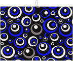 Blue Black White Geometric Circle Dish Drying Mat for Kitchen Counter, 18" x 24" Absorbent Microfiber Drying Pad for Dishes, Modern Decor Kitchen Mat, Foldable, for Sink Dining Area Small Appliances