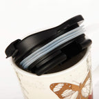 Topadorn 17 OZ Ceramic Coffee Mug Travel Cup with Lid and Gift Box, Red Flower and Butterfly